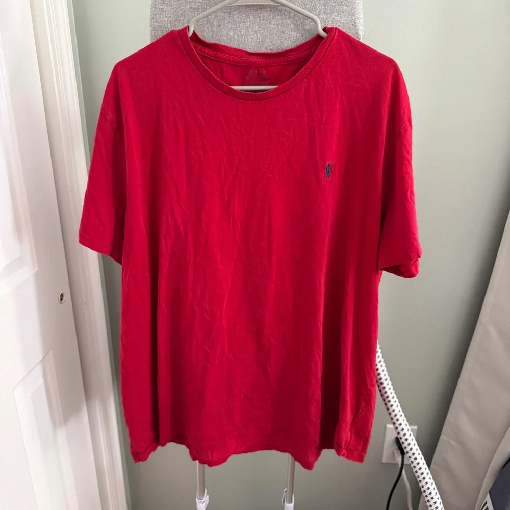 Polo Ralph Lauren Red T Shirt Mens 2XL 100% Cotton Pony Logo Crewneck Classic
